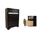 Matrix Traditional Style 5 Drawer Chest made with Wood in Black 808857772084