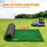 10x5 FT Golf Putting Green, Golf Training Mat with High-quality Turf, 3 Holes, 3 Flags and Cups for W1422P289866