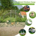 ZUN Large Chicken Coop Metal Chicken Run with Waterproof and Anti-UV Cover, Dome Shaped Walk-in Fence W2505P194437