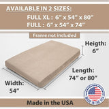 Memory Foam Infused Futon Mattress Full XL Washable Removable Cover, Heavy-Duty Zipper, Thick B181P351989