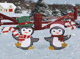 Set of 2 Lighted Penguin and Candy Cane Christmas Decorations, Pre-lit 2D Holiday Decor with 80 Warm 29753640