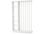 Freestanding White Room Divider with Storage Shelves, Slatted Room Partition Bookcase, Modern W3101P575904