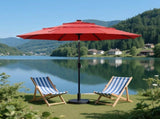 10ft 3-Tier Solar LED Patio Umbrella with Tilt Adjustment and UV-Resistant Polyester Fabric, Outdoor 42518322