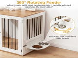 Furniture Style Dog Crate with 360&deg Rotating Feeder & 304 Stainless Steel Bowls, Double Locking 78153530