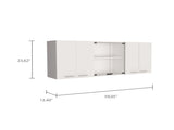 Shelton 59-inch Two Center Glass Doors Wall Cabinet White B06280519