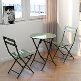 ZUN 3 Piece Patio Bistro Set of Foldable Round Table and Chairs, Dark Green W1586P143161