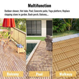 30 PCS Interlocking Deck Tiles Striped Pattern, 12" x 12" Square Yellow Acacia Hardwood Outdoor W2391P276697