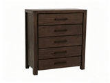 Dark Brown Pine 5-Drawer Chest, Modern Nordic Bedroom Storage Cabinet, Organizer, Space-Saving B2770P509877