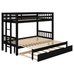 ZUN Twin over Pull-out Bunk Bed with Trundle, Espresso 88136488