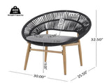 Cyril Outdoor Wicker Papasan Style Dining Chair, Teak Finished Leg and Dark Gray Faux Rattan, Gray N775P271975G