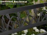 49in PVC Tulip Backrest Iron Bench Black 20295532