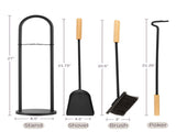 4PC Fireplace Tool Set with Poker, Brush, Shovel, and Stand 06234728