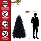 ZUN 9ft Pre-Lit Black Christmas Tree, Full Halloween Xmas Artificial Tree 3176 Branch Tips, 750 Lights, W1773P203628