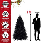 ZUN 8ft Pre-Lit Black Christmas Tree, Full Halloween Xmas Artificial Tree 2486 Branch Tips, 600 Lights, W1773P203627