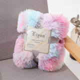 Tie Dye Soft Fluffy Rainbow Faux Fur Throw Blanket for Home 50"x63" Long Shaggytemu can only be 76658469