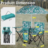 Portable Outdoor 2-Seat Folding Chair with Removable Sun Umbrella Pineapple 98412060