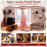 6ft Pink Pencil Christmas Tree, 392 Snow-Flocked Tips, 140 Warm White LEDs w/ 14081971