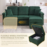 UNITED WE WIN L-Shaped Sectional Sofa with Pull-Out Storage,Ottoman & Pillows 3-Seat with USB W1568P332404