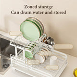 ZUN 2-Tier Dish Drying Rack, Kitchen Dish Rack, Space-Saving and Durable, with Drainer Board and 83895441