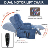 Blue Dual Motor Infinite Position Up to 350 LBS Chenille Power Lift Recliner Chair, Heavy Duty W3224P290205