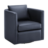 Sutton Midnight Blue Faux Leather Swivel Barrel Chair B050P322588