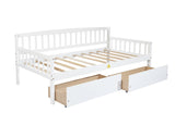Twin-size Pine Wood Daybed with two Storage Drawers, Sofa Bed with Bed Platform of 10 Support W504P181787