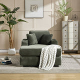 Corduroy Upholstered Chaise Lounge Sofa,Magazine bag,Detachable Cushions Deep Seat for Living W2120P322754