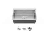 Kitchen Sink, 23x19 Single Bowl, Overmount Handmade Sink in Dark Gray, with US Standard Drain and 24899857