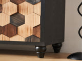 Distressed Storage Cabinet with Honeycomb Pattern, Modern Accent Cabinet with Doors for Entryway W3040P382292