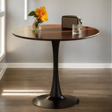 Walnut Round Table, Modern Dining Table, Dining Table,MDF Top and Steel Base Tulip Round Kitchen W2641P300056
