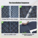 Patio Interlocking Deck Tiles, 12"x12" Square Composite Decking Tiles, Four Slat Plastic Outdoor W1859113488