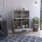 Lyrata Bar Cabinet, Six Built-in Wine Rack, Double Door -Light Gray B07091938
