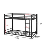 ZUN Metal Bunk Bed Twin Over Twin, Bunk Bed Frame with Safety Guard Rails, Heavy Duty Space-Saving W84063609