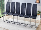 6 Dining Chair Set, Black Dining Chair Set, PU Material High Back Seat and Sturdy Leg Chair, W1151P203804