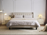 Full Size Velvet Bed Frame with Charging Station and Storage Shelf, Upholstered Platform Bed with 98843546