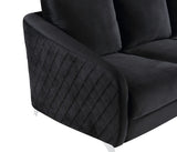 Sofia 77.5" Black Velvet Modern Chic Sofa Couch B06178281