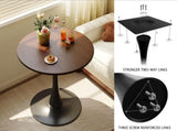 (Walnut Color) Table, 31.5'' Modern Dining Table, Dining Table,MDF Top and Steel Base Tulip W2641P381821