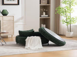 31.3"W Upholstered Round Ottoman With Reversible Lid, Chenille Storage Stool, Channel Tufted W3118P439478