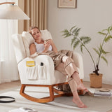 ZUN Modern Accent Rocking Chair, Nursery Glider Rocker Arm Chair W/2 Side Pockets, Rocking Chair Indoor T2694P194190