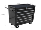 6 DRAWERS MULTIFUNCTIONAL TOOL CART WITH WHEELS-BLACK 69021719