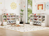 White Kids Toy Organizer with 8 Storage Bins, Anti-Tipping Design Open Shelves Cabinet for 3 Years 75512140
