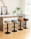 Round Storage Bar Stool Set of 2, Brown Faux Leather Height Adjustable Barstool, 360&degCounter Height W2200P152186