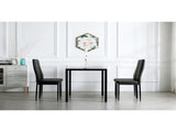4pcs Elegant Dining Chairs with 6 Grids Decoration Backrest White Cushion Black 69161445