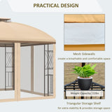 ZUN 10' x 10' Patio Gazebo with Corner Shelves, Double Roof Outdoor Gazebo Canopy Shelter with Removable W2225142540