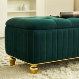 47.24''W Storage Ottoman,Upholstered Velvet Fabric Storage Ottoman with Safety Hinge, gold W579P224708