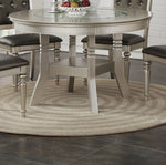 ZUN Round Dining Table Silver / Grey Finish Rubber wood Frame Center Glass Top Dinette Table HS00F2428-ID-AHD