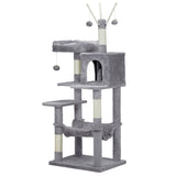 ZUN 57 inch Cat Tree Cat Tower for Indoor Cats, Cat House with Padded Platform Bed, Toy Balls, Large 42828232