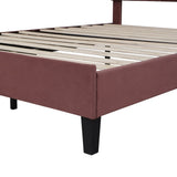 Full Size Upholstered Platform Bed with Flower Pattern Velvet Headboard, Bean Paste Red WF305290AAH