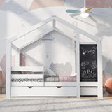 Full House Bed with Blackboard and Drawers, Two assembly options, White 38015791
