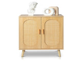 Modern Rattan Shoe Storage Cabinet with Double Doors and Adjustable Shelves, Accent Cabinet for 24395179